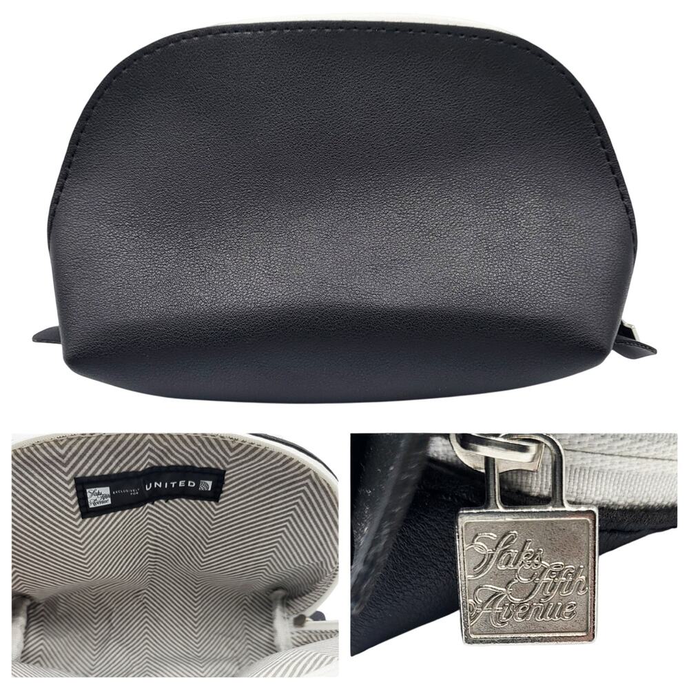 Saks Fifth Avenue for United Airlines Black Zip Closure Cosmetic Travel Bag